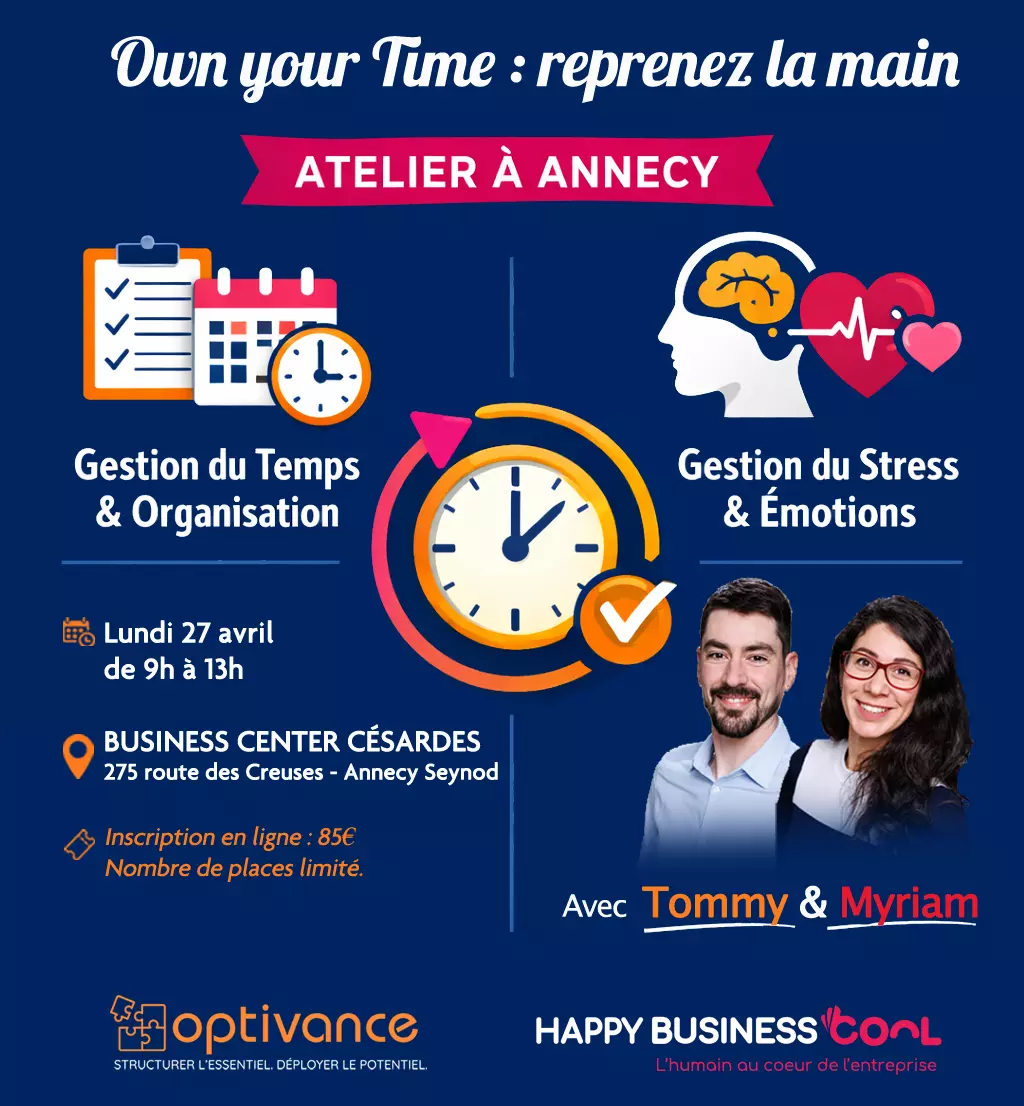 Atelier le 27/04/26 : « Own your Time : reprenez la main » !